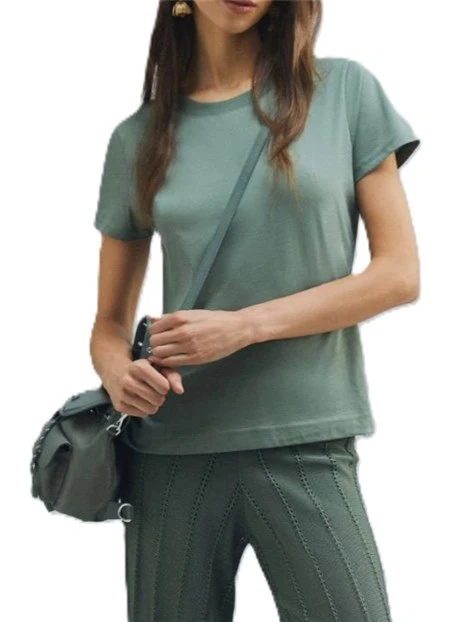 T- SHIRT MANICA CORTA IN JERSEY DI COTONE DONNA VERDE