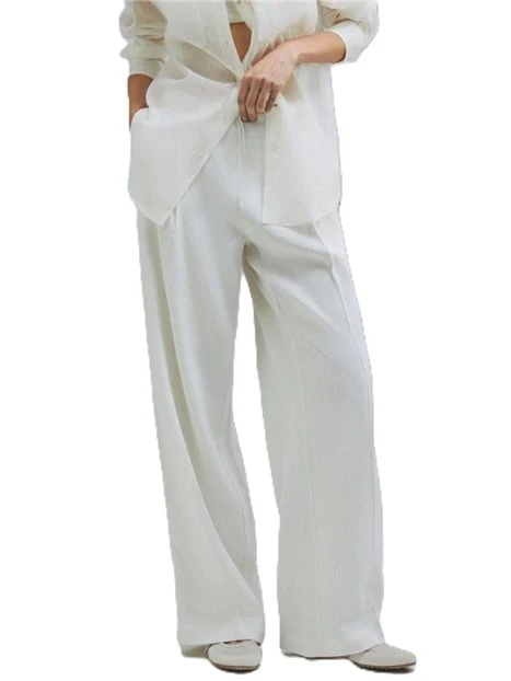 PANTALONI PALAZZO FLUIDI CON COULISSE DONNA BIANCO