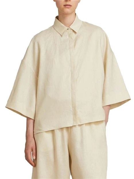 CAMICIA MANICA 3/4  IN LINO DONNA BEIGE