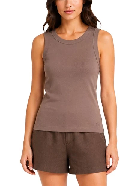 TOP ELASTICIZZATO IN AMGLIA A COSTE DONNA  MARRONE