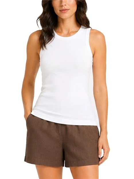 TOP ELASTICIZZATO IN AMGLIA A COSTE DONNA BIANCO