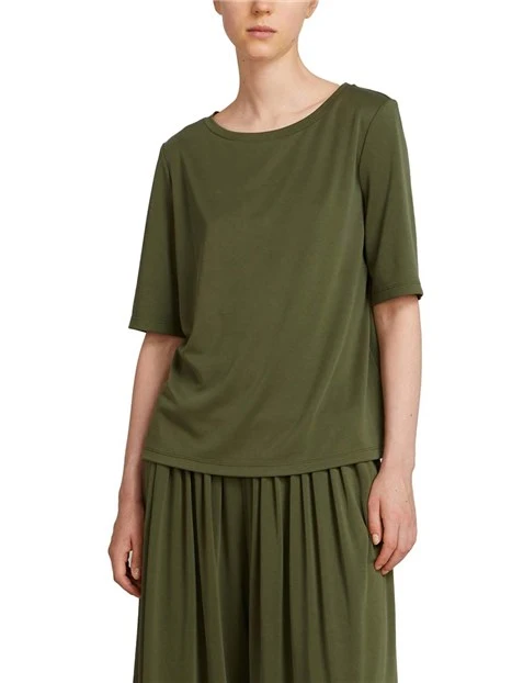BLUSA MANICA CORTA SCOLLO A BARCHETTA DONNA VERDE