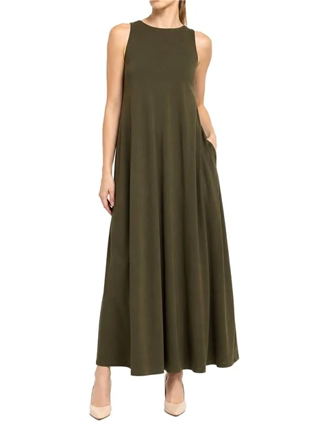 VESTITO LUNGO SMANICATO IN JERSEY DI VISCOSA DONNA VERDE