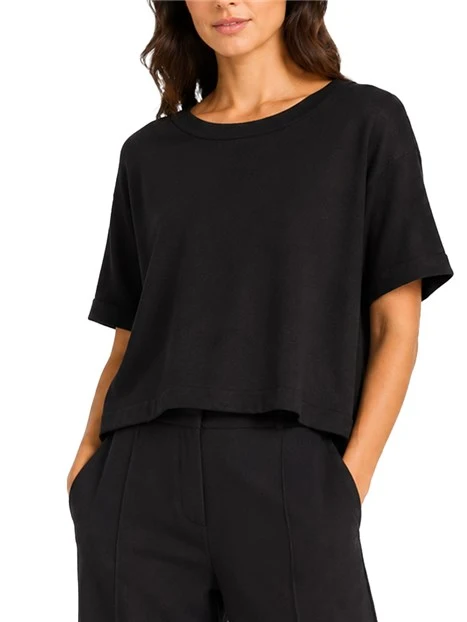 T-SHIRT MANICA CORTA IN VISCOSA VESTIBILITÀ AMPIA DONNA NERO
