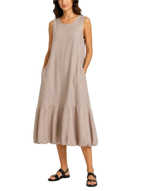 VESTITO LUNGO CON FONDO A PALLONCINO DONNA MARRONE