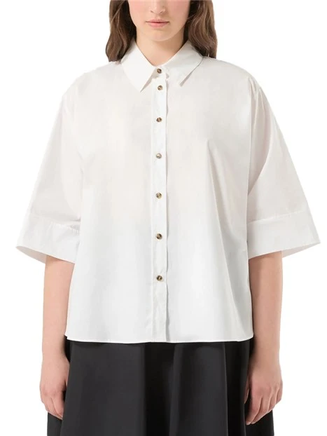 CAMICIA MANICA CORTA IN COTONE LINEA BOXY DONNA BIANCO