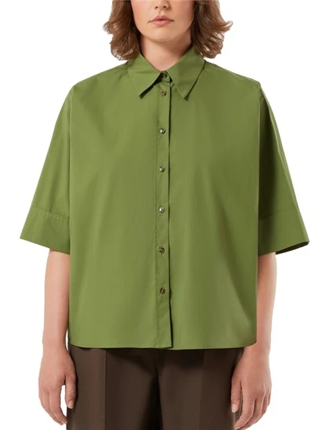 CAMICIA MANICA CORTA IN COTONE LINEA BOXY DONNA VERDE