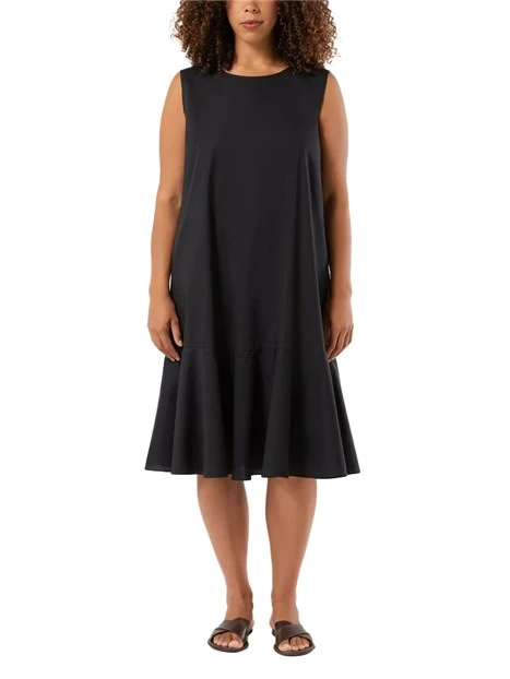 VESTITO CORTO IN PURO COTONE CON BALZA DONNA NERO