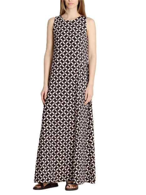 VESTITO LUNGO SMANICATO IN JERSEY DONNA MARRONE