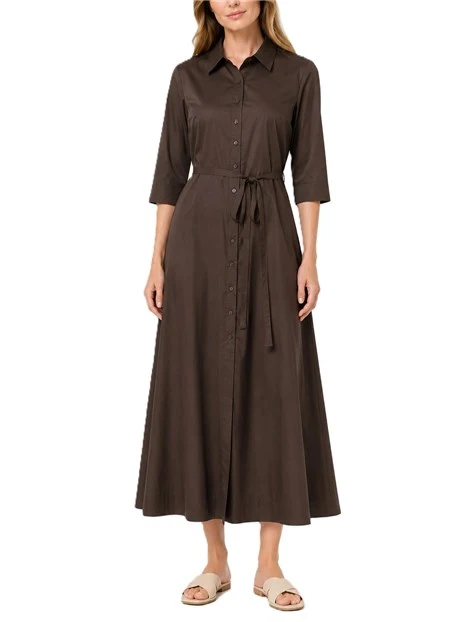 VESTITO CHEMISIER CON CINTURA IN VITA DONNA MARRONE