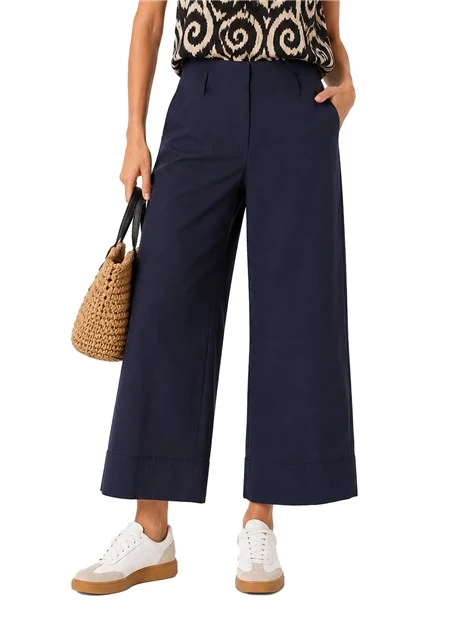 PANTALONI CROPPED IN COTONE STRETCH CON PASSANTI DONNA BLU