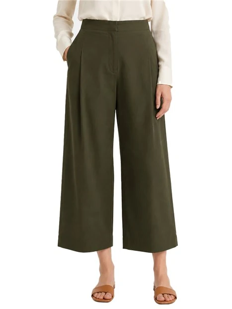 PANTALONI CROPPED IN COTONE STRETCH CON PASSANTI DONNA VERDE