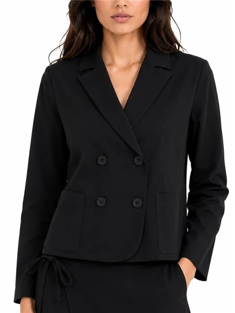 GIACCA CORTA DOPPIOPETTO IN COTONE STRETCH  DONNA NERO