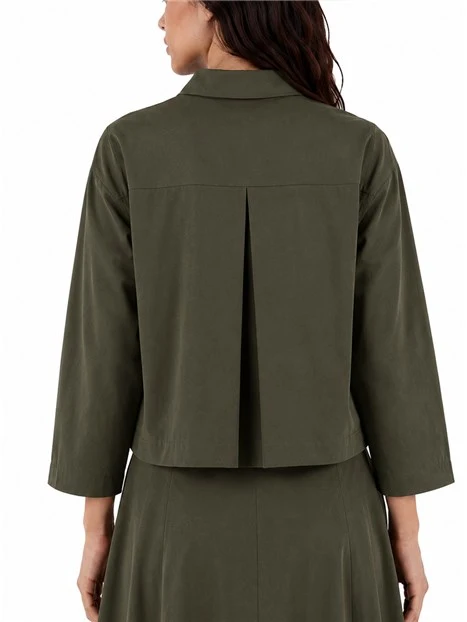 GIACCA CORTA IN COTONE STRETCH MODELLO BOXY DONNA VERDE