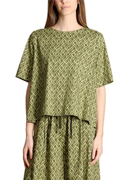BLUSA IN POPELINE STAMPATO DONNA VERDE