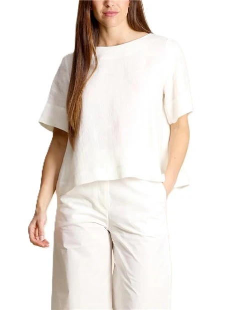 BLUSA IN LINO VESTIBILITA' AMPIA DONNA AVORIO