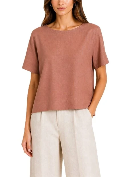BLUSA IN LINO VESTIBILITA' AMPIA DONNA ROSSO