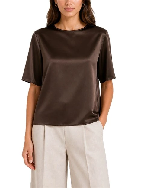 BLUSA  IN RASO VESTIBILITA' CONFORTEVOLE DONNA MARRONE
