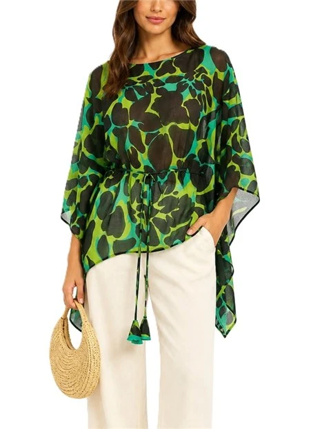 TOP IN VOILE CON MANICA A PIPISTRELLO DONNA