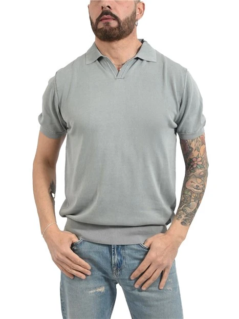 POLO MANICA CORTA  IN COTNE CON PATCH LATERALE UOMO GRIGIO