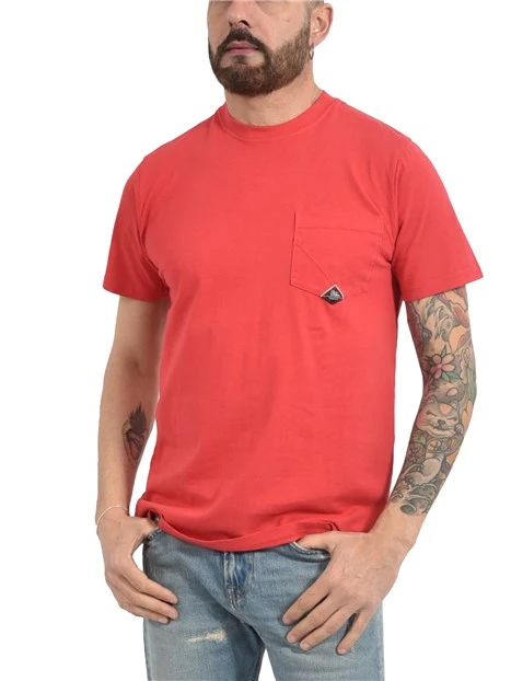 T-SHIRT MANICA CORTA IN JERSEY DI COTONE CON TASCA PIATTA UOMO ROSSO