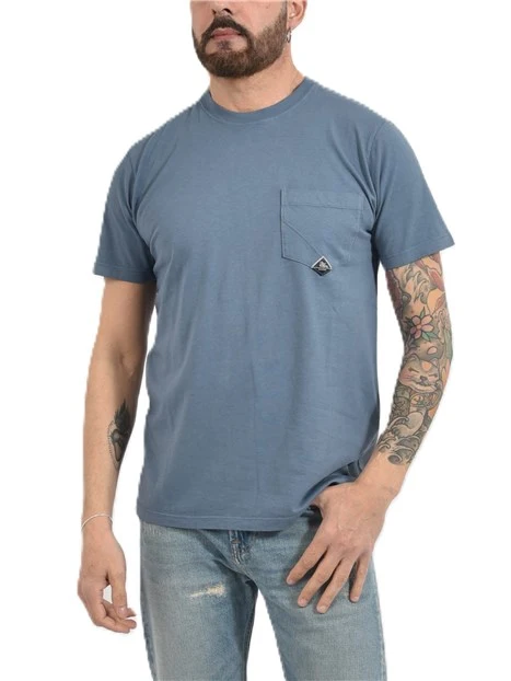 T-SHIRT MANICA CORTA IN JERSEY DI COTONE CON TASCA PIATTA UOMO BLU