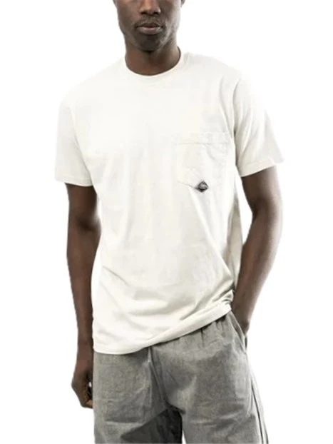 T-SHIRT MANICA CORTA IN JERSEY DI COTONE CON TASCA PIATTA UOMO BEIGE