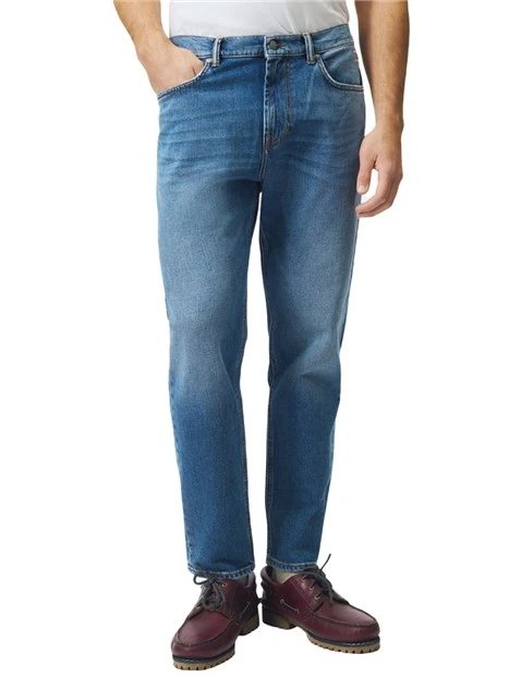 JEANS REGULAR CON LEGGERE BAFFATURE UOMO BLU