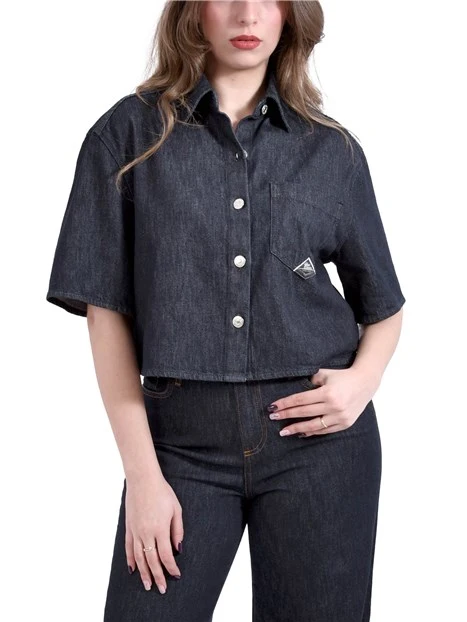 CAMICIA CON MANICA CORTA DONNA BLU JEANS