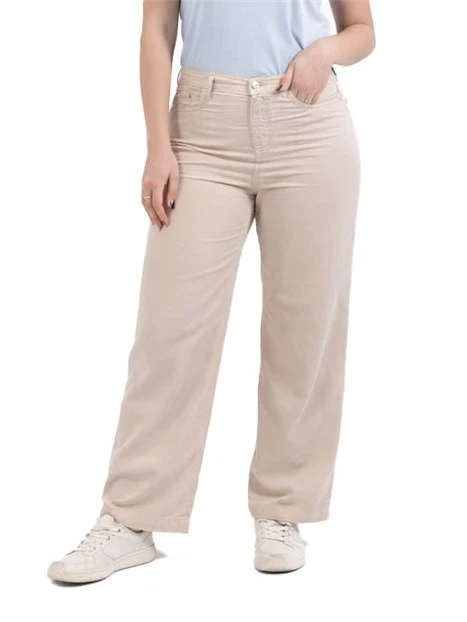 PANTALONI ZAMPA CON TASCHE FRONTALE E POSTERIORE DONNA BEIGE