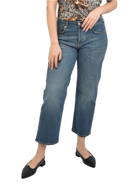 JEANS BOYFRIEND IN DENIM ELASTICIZZATO DONNA BLU