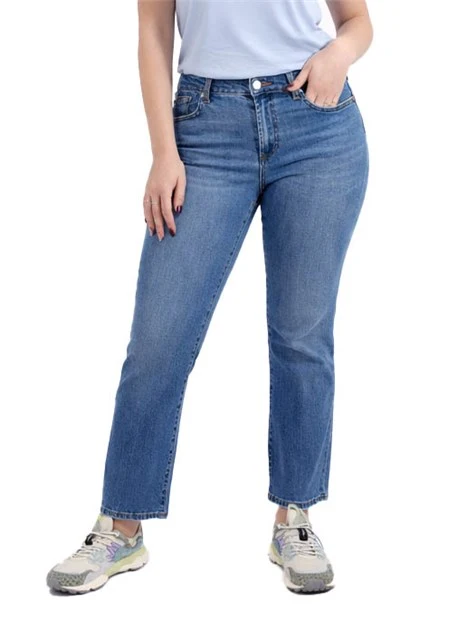 JEANS CROPPED VITA ALTA DONNA BLU