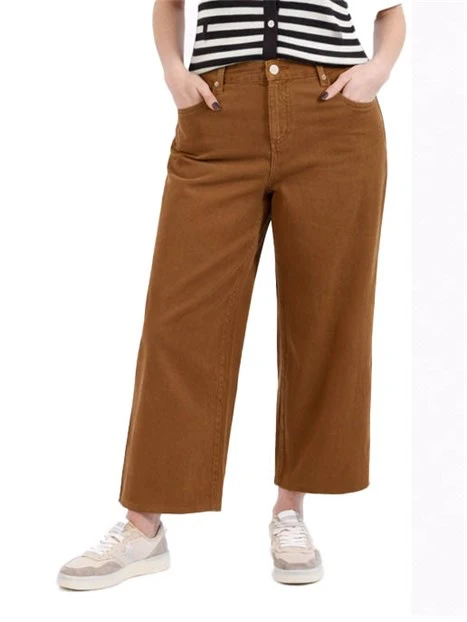 PANTALONI CROPPED FIT AMPIO DONNA MARRONE