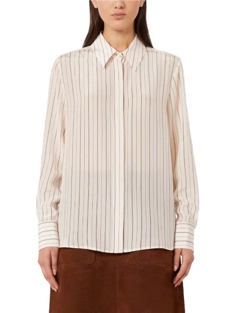 CAMICIA IN SETA DOPPIO BOTTONE IN METALLO DONNA ROSA