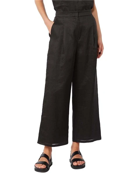 PANTALONI CROPPED CON PIENCES DONNA NERO