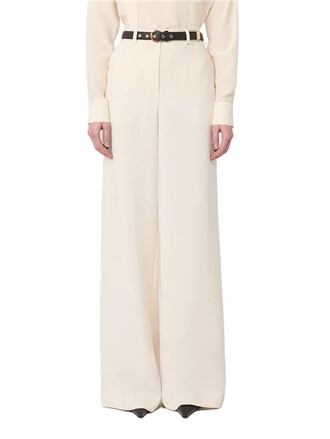 PANTALONI WIDE LEG IN CADY TECNICO CON CINTURA DONNA AVORIO