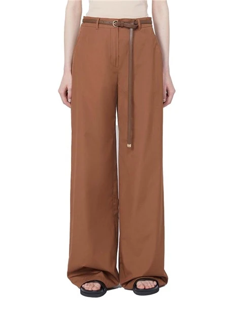 PANTALONI PALAZZO CON CINTURA ABBINATA INCLUSA DONNA MARRONE