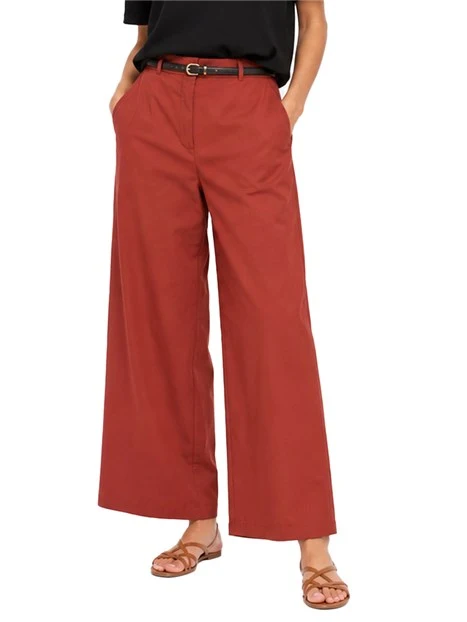 PANTALONI PALAZZO CON CINTURA ABBINATA INCLUSA DONNA ROSSO