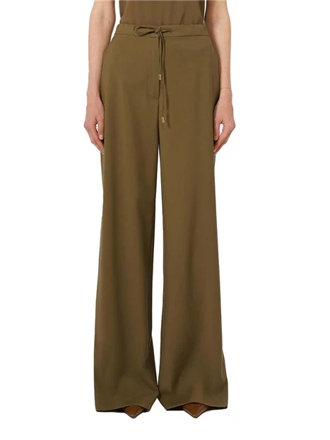 PANTALONI PALAZZO CON COULISSE E VITA ELASTICIZZATA DONNA MARRONE