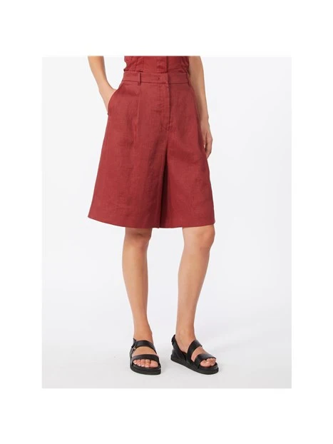 SHORTS  IN LINO LINEA SVASATA DONNA ROSSO