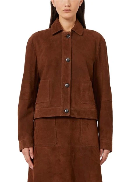 GIACCA IN PELLE SCAMOSCIATA D'AGNELLO DONNA MARRONE