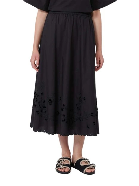 GONNA LUNGA CON RICAMI ALLE ESTREMITA' DONNA NERO