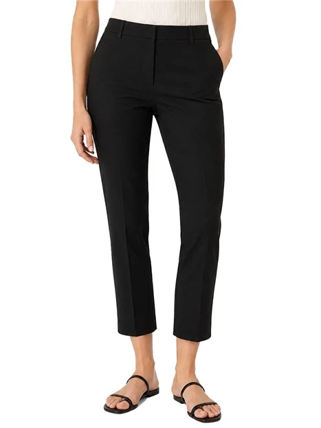 PANTALONI CROPPED IN GARBADINA DI COTONE STRECTH DONNA NERO