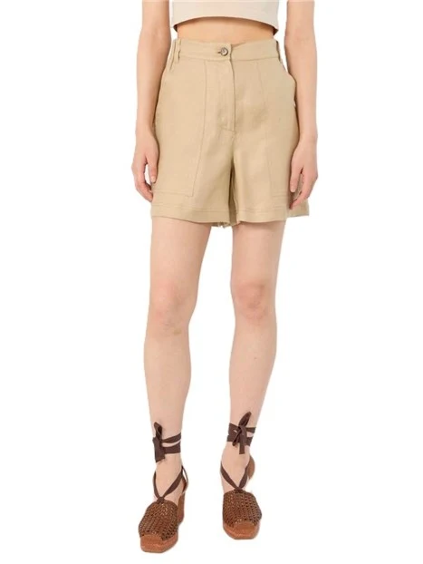 SHORTS IN LINO STIL SAFARI DONNA BEIGE