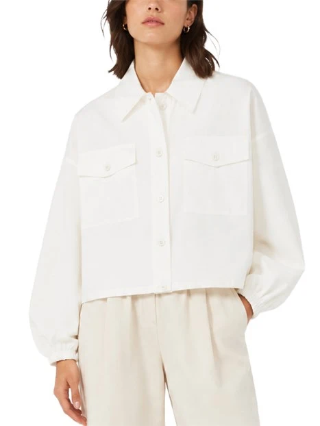 GIACCA CORTA IN COTONE EFFETTO BALOON DONNA BIANCO