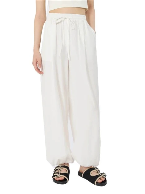 JOGGERS GAMBA AMPIA CON COULISSE DONNA AVORIO