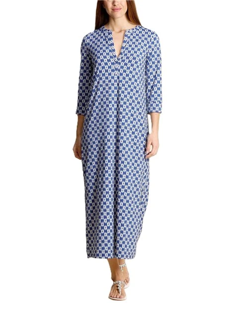 VESTITO LUNGO KAFTANO IN JERSEY LEGGERO DONNA BLU