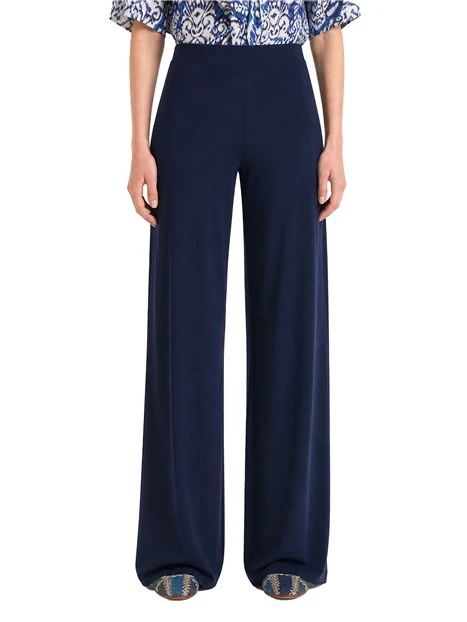 PANTALONE PALAZZO IN JERSEY LEGGERO CON VITA ELASTICIZZATA DONNA BLU