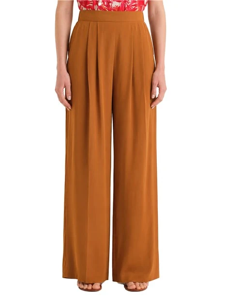 PANTALONE PALAZZO CON PINCES FRONTALI ED ELASTICO IN VITA DONNA ARANCIO