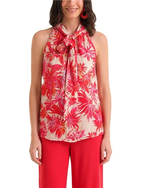 TOP SMANTICATO CON SCOLLO ALL'AMERICANA E FUSCIACCA DONNA ROSSO
